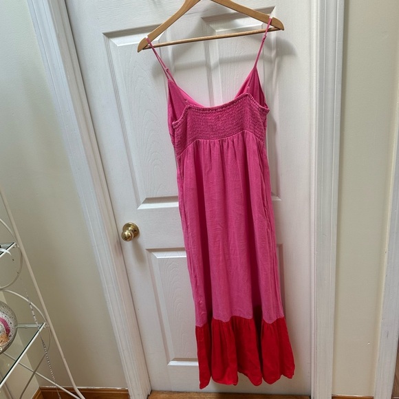 Tabitha Brown Pink Red Tie Front Sleeveless Maxi Dress Size S Small long - Picture 6 of 8